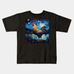 Eggstraordinary Charm Chicken Starry Night Tee for Poultry Devotees Kids T-Shirt